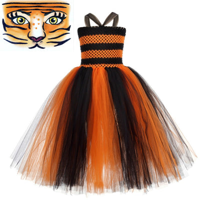 Children Girls’ Halloween Costume Set: Sleeveless Princess Tulle Dress with Accessory – Sets