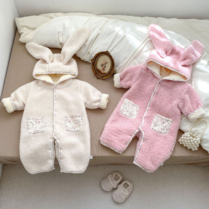 Autumn and Spring New Arrival Baby Girls Rabbits Design Long Sleeves Cozy Rompers