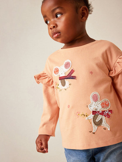 Arrival Autumn Girls’ Animals And Flowers Cartoon Pattern Long Sleeves T-Shirt In European And American Style For Summer