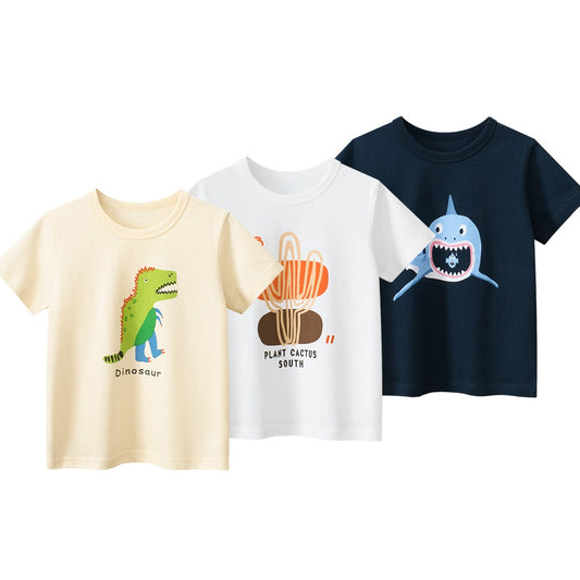 Boys’ Cartoon Pattern T-Shirts Set In European And American Style