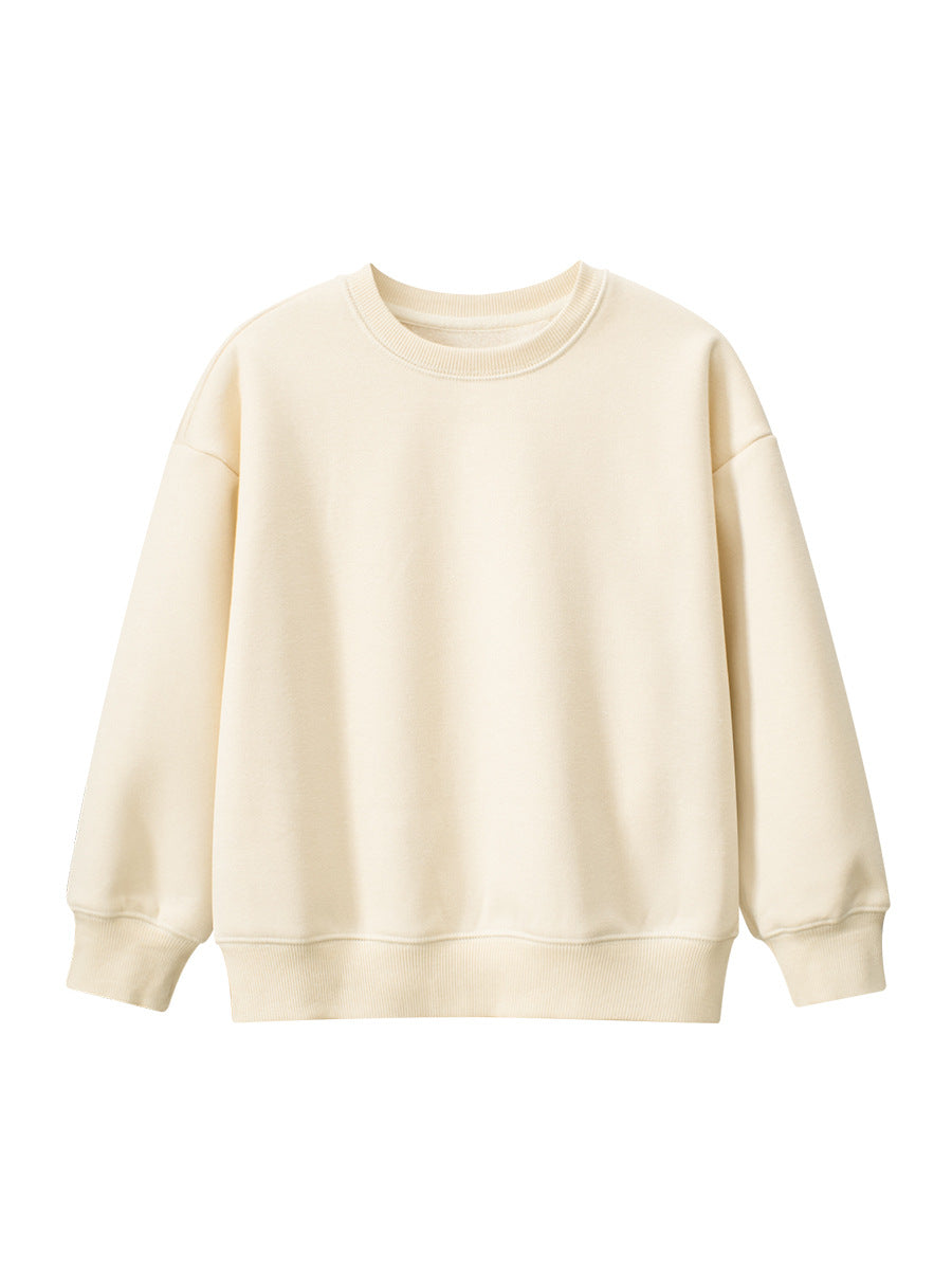 Arrival Baby Kids Plain Solid Color Crew Neck Long Sleeves Warm Cozy Pullover