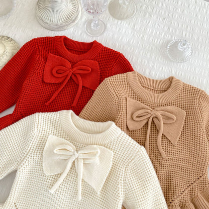 Autumn New Arrival Baby Kids Girls Comfortable Solid Color Knitted Long Sleeves Top