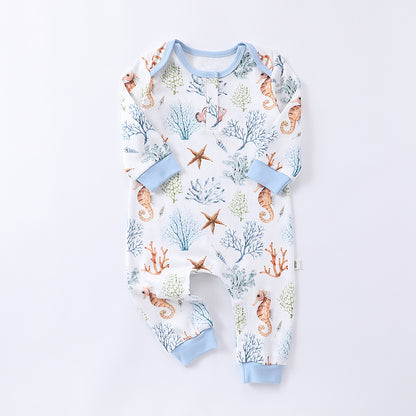 Autumn and Spring New Arrival Baby Unisex Animals Pattern Long Sleeves Crew Neck Rompers