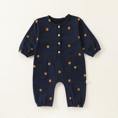 Autumn and Spring New Arrival Baby Unisex Simple Casual Pattern Long Sleeves Rompers