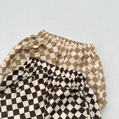 Summer New Arrival Unisex Argyle Geometric Pattern Cotton Shorts