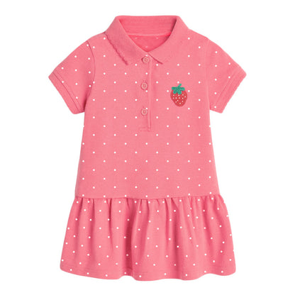 Ropa para niñas: vestido tipo polo con cuello alzado y dibujos animados para niñas 