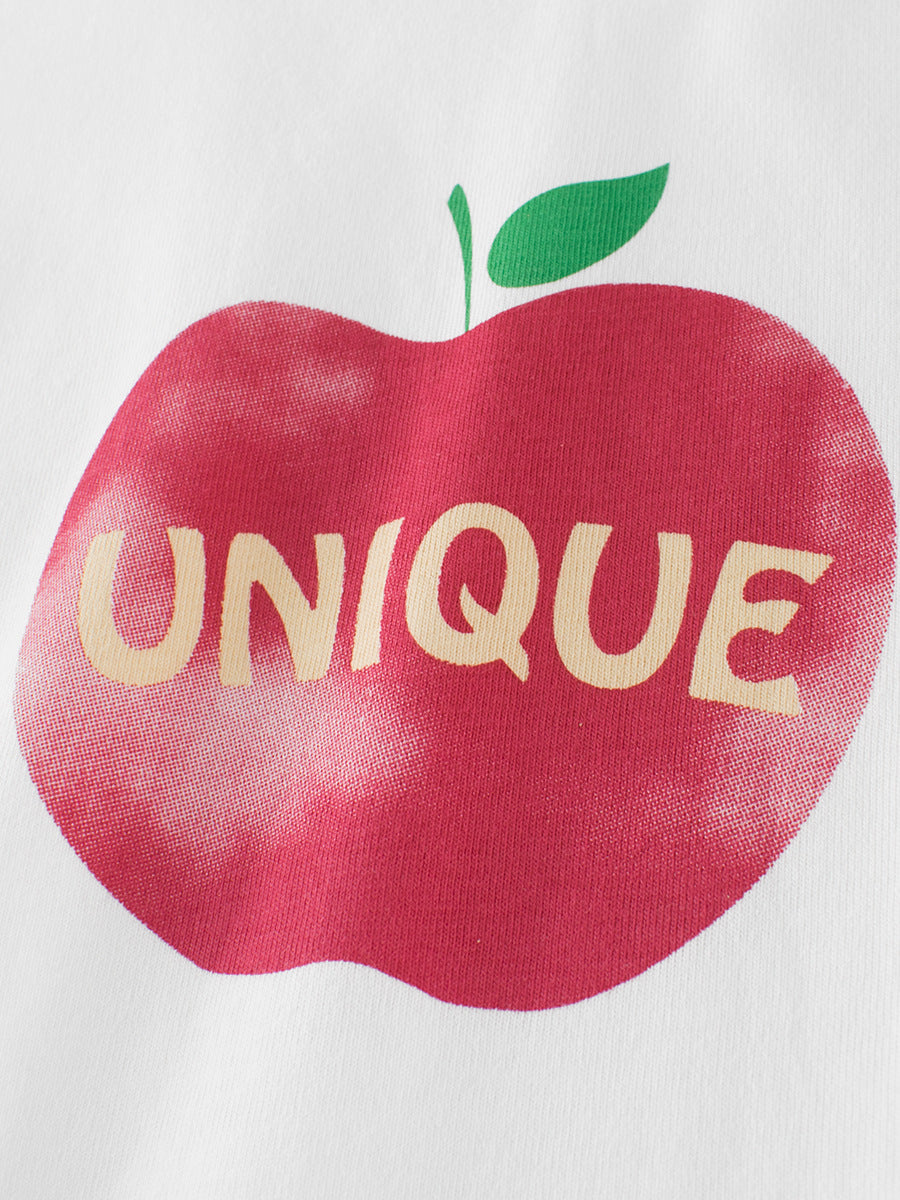 Autumn New Arrival Kids Girls Unique Apple Print Crew Neck Long Sleeves Shirt