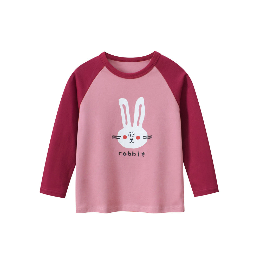 Autumn New Arrival Kids Girls Animals Cartoon and Letters Print Crew Neck Long Sleeves Sweatshirt