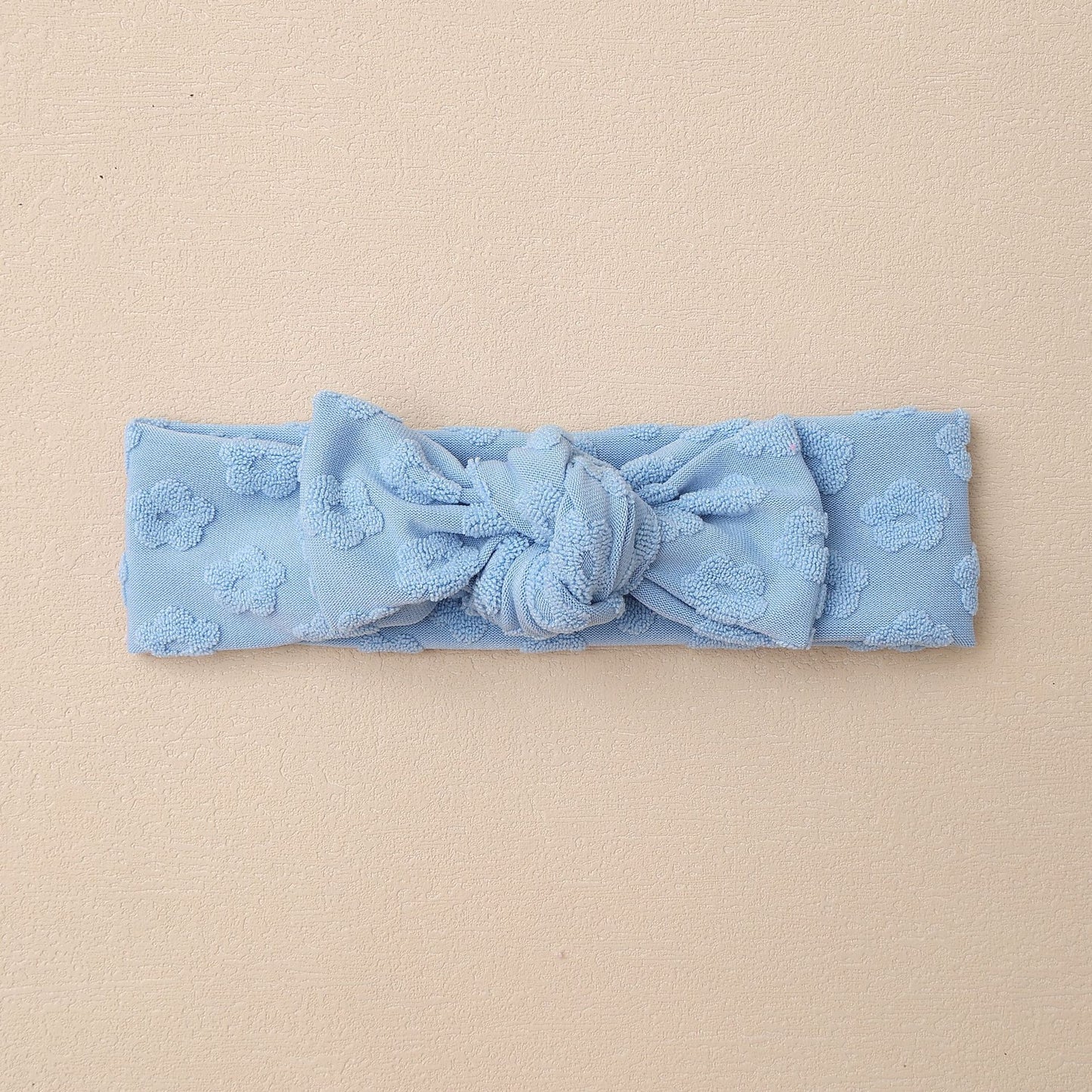 Elastic Baby Headband with Bow and Embroidered Flowers