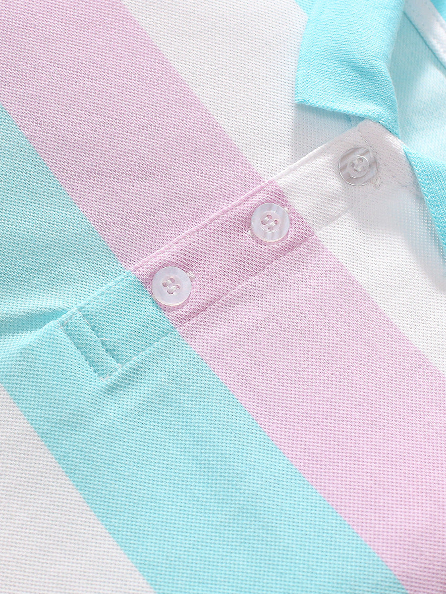 Polo de manga larga con estampado de rayas de colores para niños, nuevo diseño de otoño 