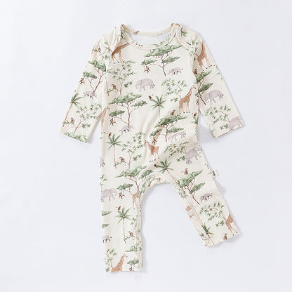 Autumn and Spring New Arrival Baby Unisex Animals Pattern Long Sleeves Crew Neck Rompers