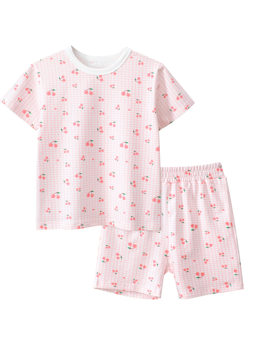 Summer Baby Kids Girls Cartoon Print T-shirt and Shorts Clothing Set