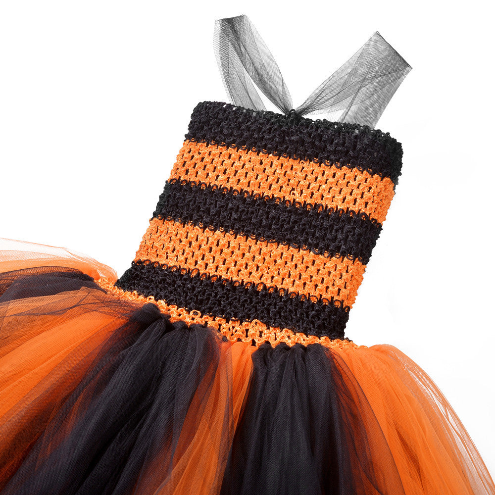 Children Girls’ Halloween Costume Set: Sleeveless Princess Tulle Dress with Accessory – Sets