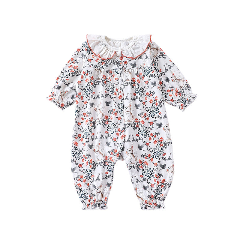 Ditsy Flower Pattern Doll Neck Rompers