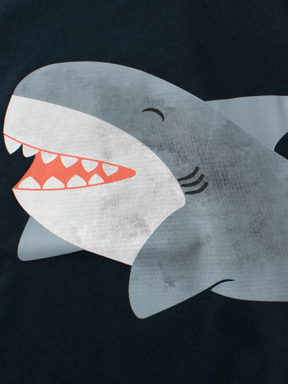 Boys’ Cartoon Baby Shark Pattern T-Shirt In European And American Style