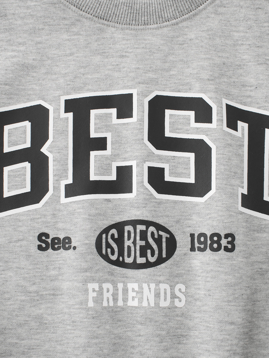 Arrival Fleece-lined Pullover Hoodie with Letter Design for Big Boys