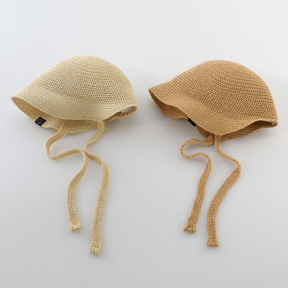 Summer Trendy Straw Hat For Girls, Baby Girl Sun Hat, Thin And Hollowed-Out Design Fisherman Hat