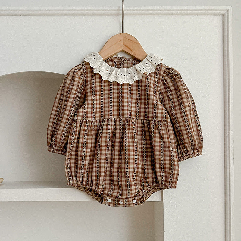 New Spring/Autumn Baby Vintage Plaid Onesies And Dress For Girls With Long Sleeves – Family Sister Matching Set