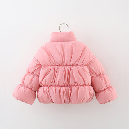 Arrival Baby Kids Girls Heart Pattern Single Breasted Thick Fleece-inside Coat