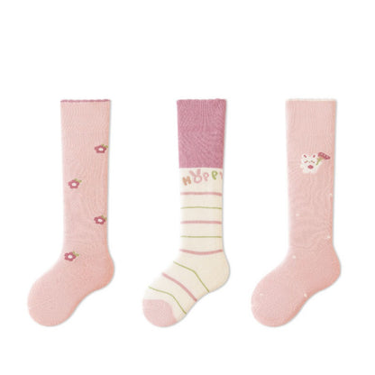 Winter/Autumn Pairs Baby Over-the-Knee Color Patchwork Socks in Combed Cotton for Warmth and Comfort