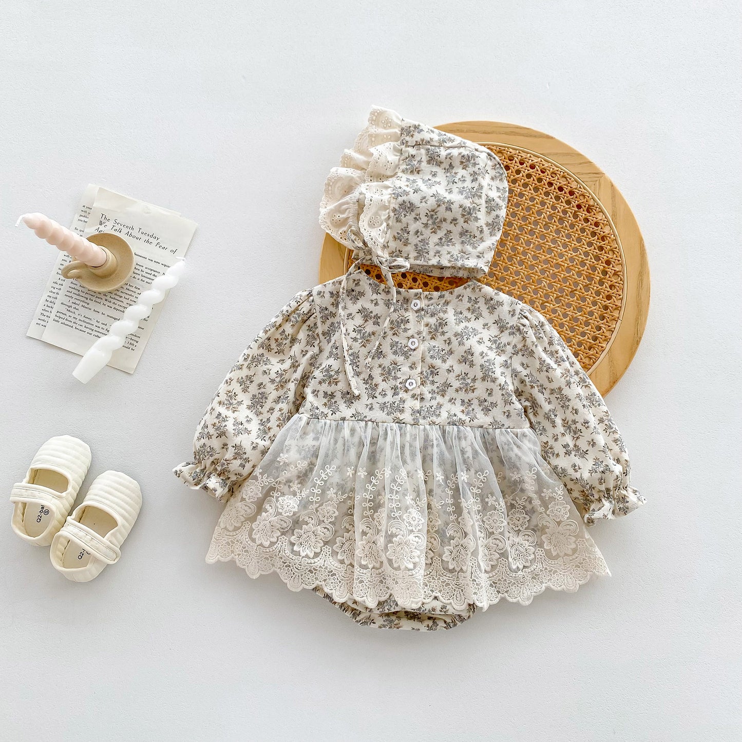 New Arrival Baby Floral Princess Onesie Dress For Girls With Lace