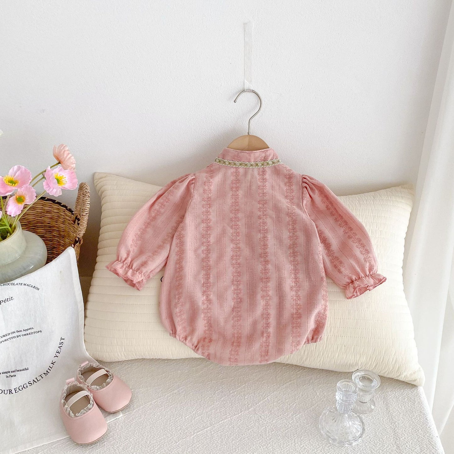 Autumn New Arrival Baby Girls Long Sleeves Floral Striped Pattern Onesies Bodysuits