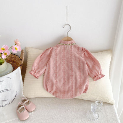 Autumn New Arrival Baby Girls Long Sleeves Floral Striped Pattern Onesies Bodysuits