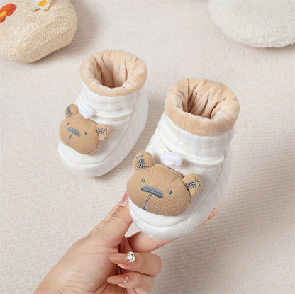 Autumn and Winter Anti-slip Soft Sole Baby Shoes with Fleece-lined Thick Cotton-padded Fabric