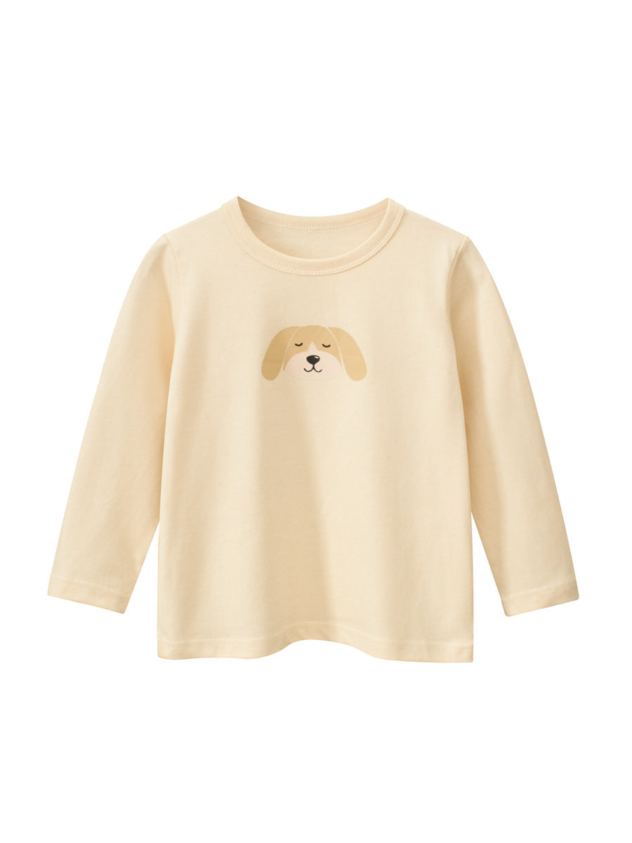 Arrival Kids Girls Cute Puppy Print Crew Neck Long Sleeves Shirt