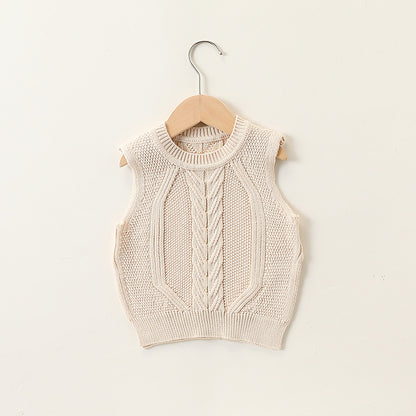 Autumn New Arrival Baby Kids Sleeveless Jacquard Pattern Knitted Vest