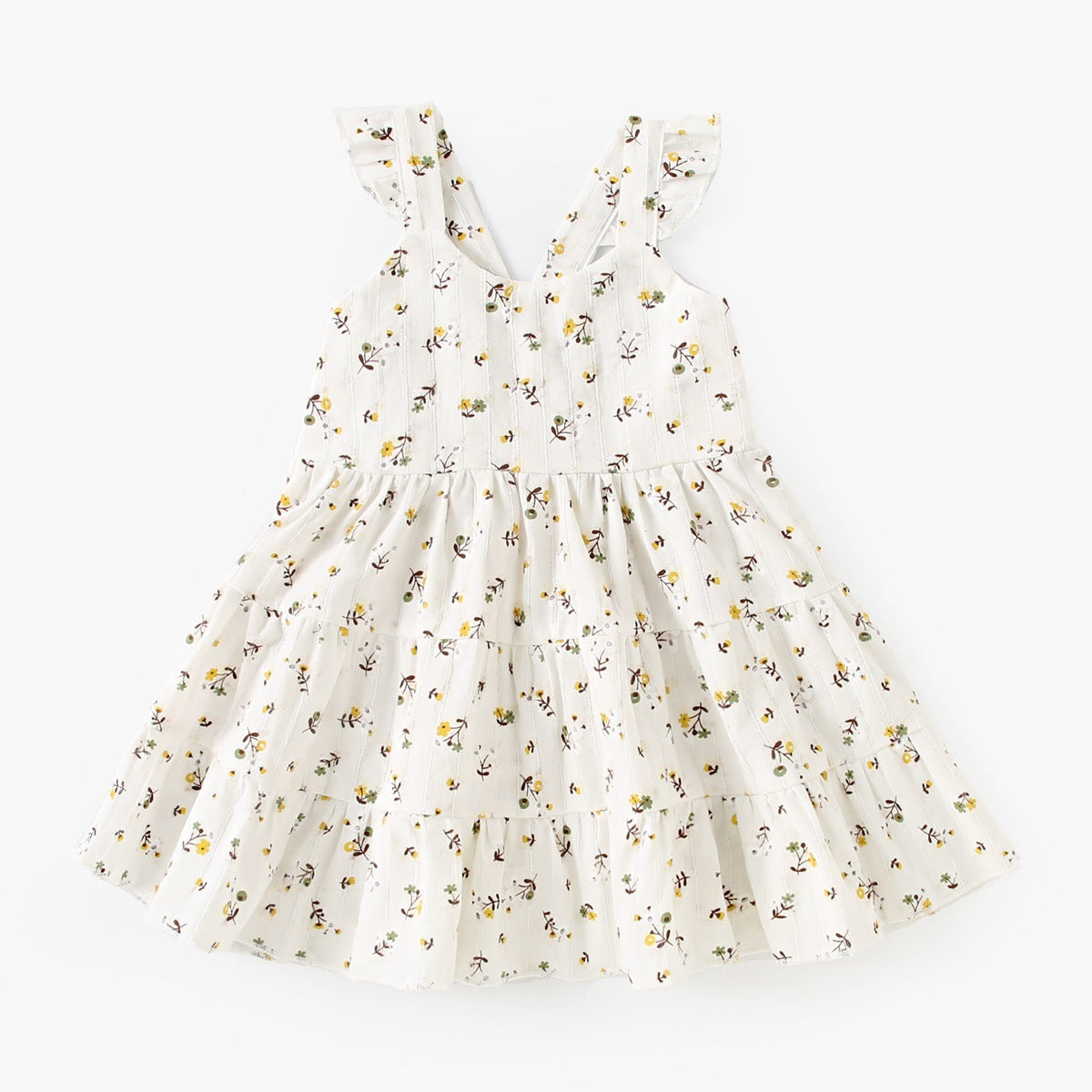 Summer New Arrival Baby Girls Holiday Floral Pattern Princess Strap Dress