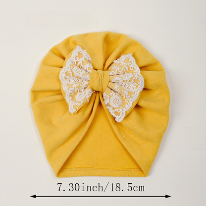 Children’s Baby Lace Butterfly Bow Soft Elastic Fabric Bonnet