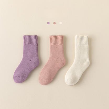 Winter/Autumn Candy-Colored Mid-Calf Socks in Combed Cotton for Warmth and Comfort