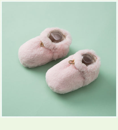 Winter Hot Selling Baby Simple Plain Thickened Fleece-lined Warm Soft Bottom Shoes