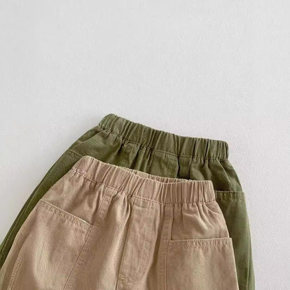 Summer New Arrival Boys Versatile Casual Solid Color Utility Shorts