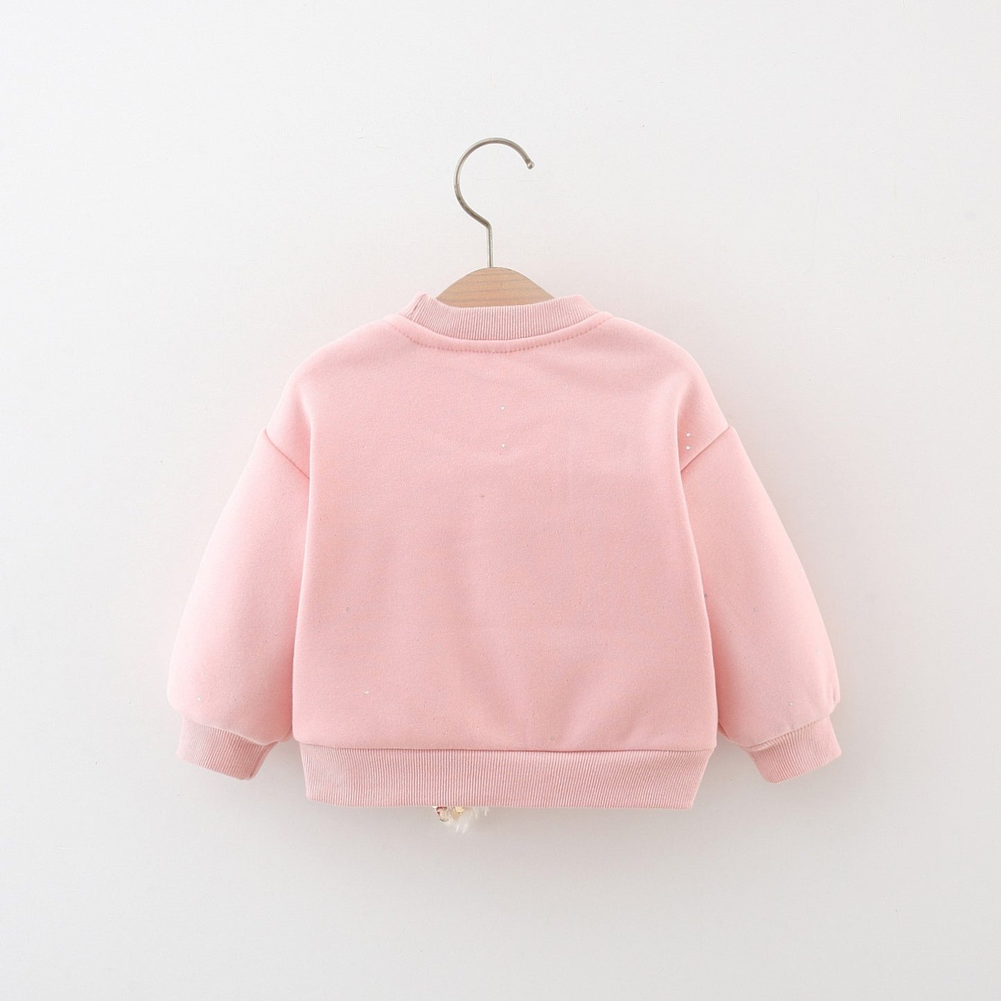 Autumn and Winter New Arrival Girls Fleece Comfortable Long Sleeves Sequin Wing Decorated Top Cute Sweater