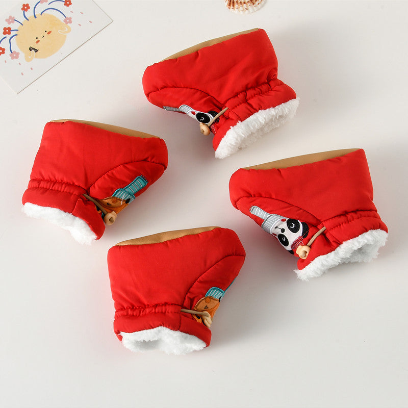 Arrival Baby Animals Cartoon Pattern Anti-slip Fleece-lined Toddler Cotton Shoes