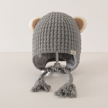 Winter and Autumn Plaid Pattern Warm Balaclava for Baby: Sweet Cute Ear Protector Hat