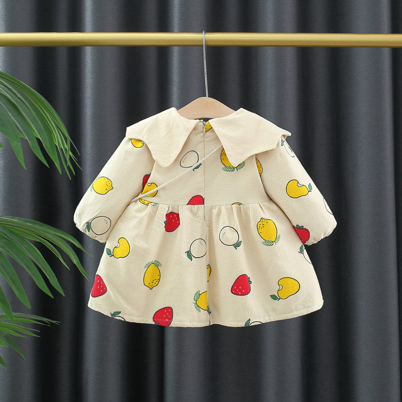 Autumn and Winter New Arrival Baby Girls Long Sleeves Fruits Print Dress