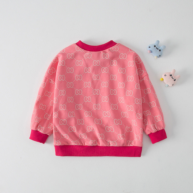 Autumn New Arrival Baby Kids Girls Comfortable Geometric Pattern Knitted Long Sleeves Sweater