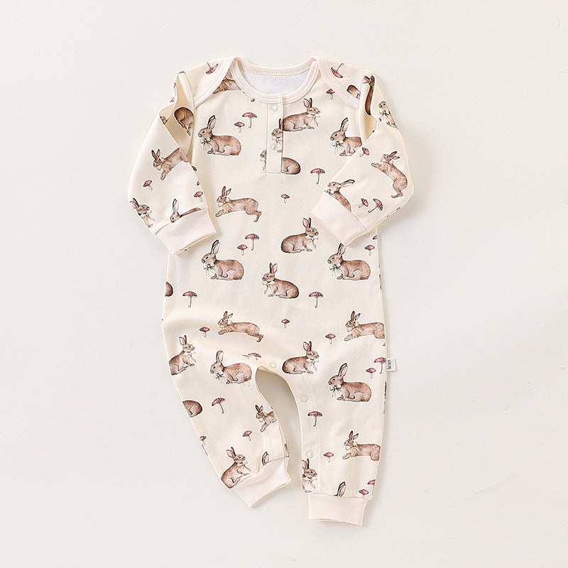 Autumn and Spring New Arrival Baby Unisex Simple Animals Cartoon Pattern Long Sleeves Rompers