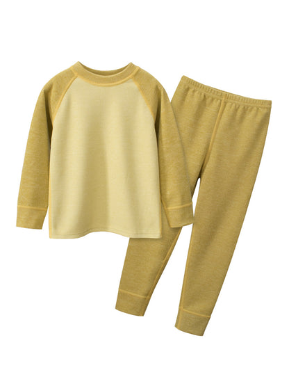 Arrival Autumn Kids Unisex Long Sleeves Simple Casual Top and Solid Color Long Trousers – Clothing Set