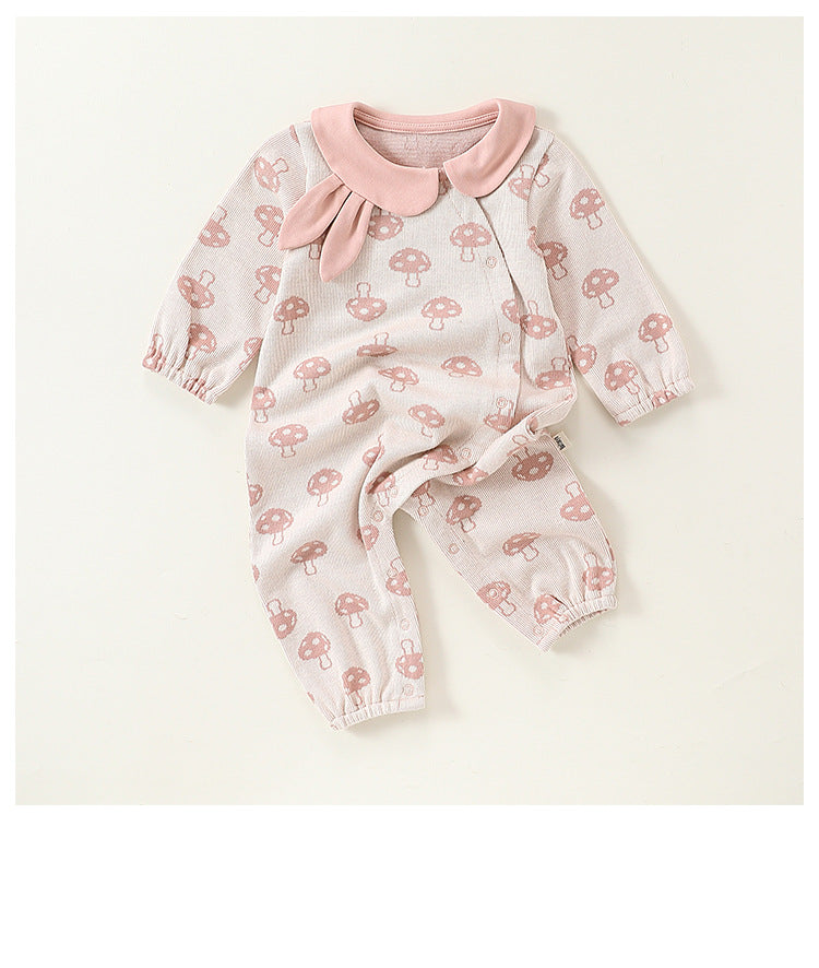 Mono con cuello y estampado de setas con diseño de conejos para niñas pequeñas de gran venta de otoño 