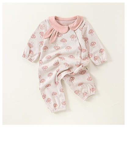 Mono con cuello y estampado de setas con diseño de conejos para niñas pequeñas de gran venta de otoño 