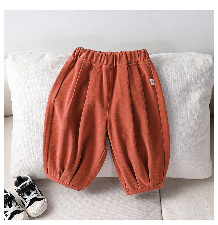 Autumn New Arrival Kids Unisex Soft Comfortable Pure Cotton Long Solid Color Pants