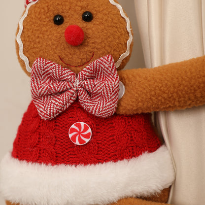 Cartoon Gingerbread Man Window Curtain Decoration for Christmas Party Play Doll