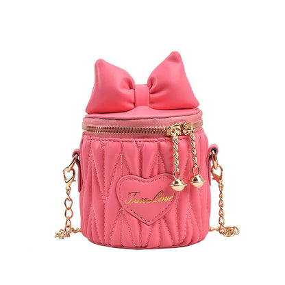 Stylish Pleated Carry-On Girls’ Portable Zipper Princess Crossbody Barrel Bag