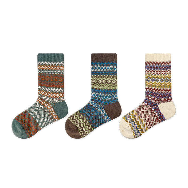 Kids Unisex Vintage Pattern Comfortable Crew Socks Set