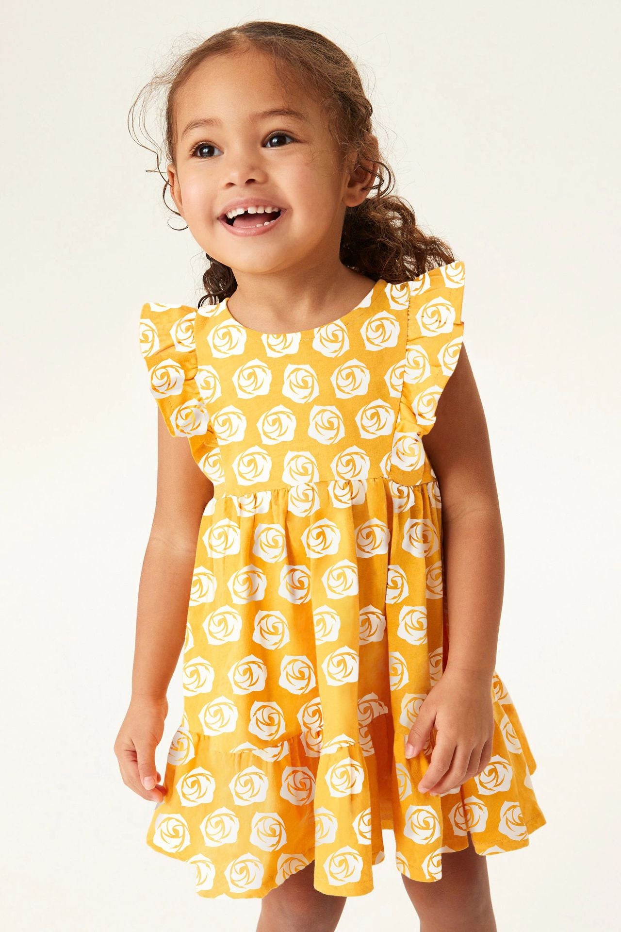 Summer Baby Girls Sleeveless White Rose Pattern Dress