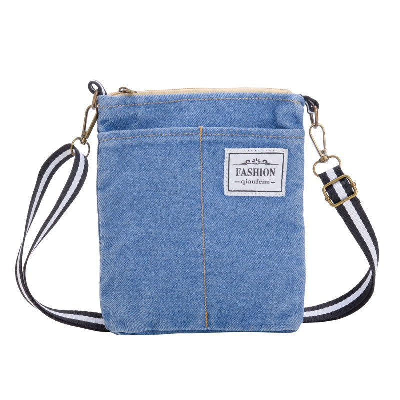 Trendy Cool Denim Children’s Fashion Patched Letter Small Square Bag